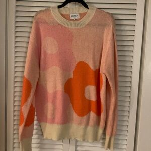 FRNCH Floral Knit Sweater in Pink and Orange